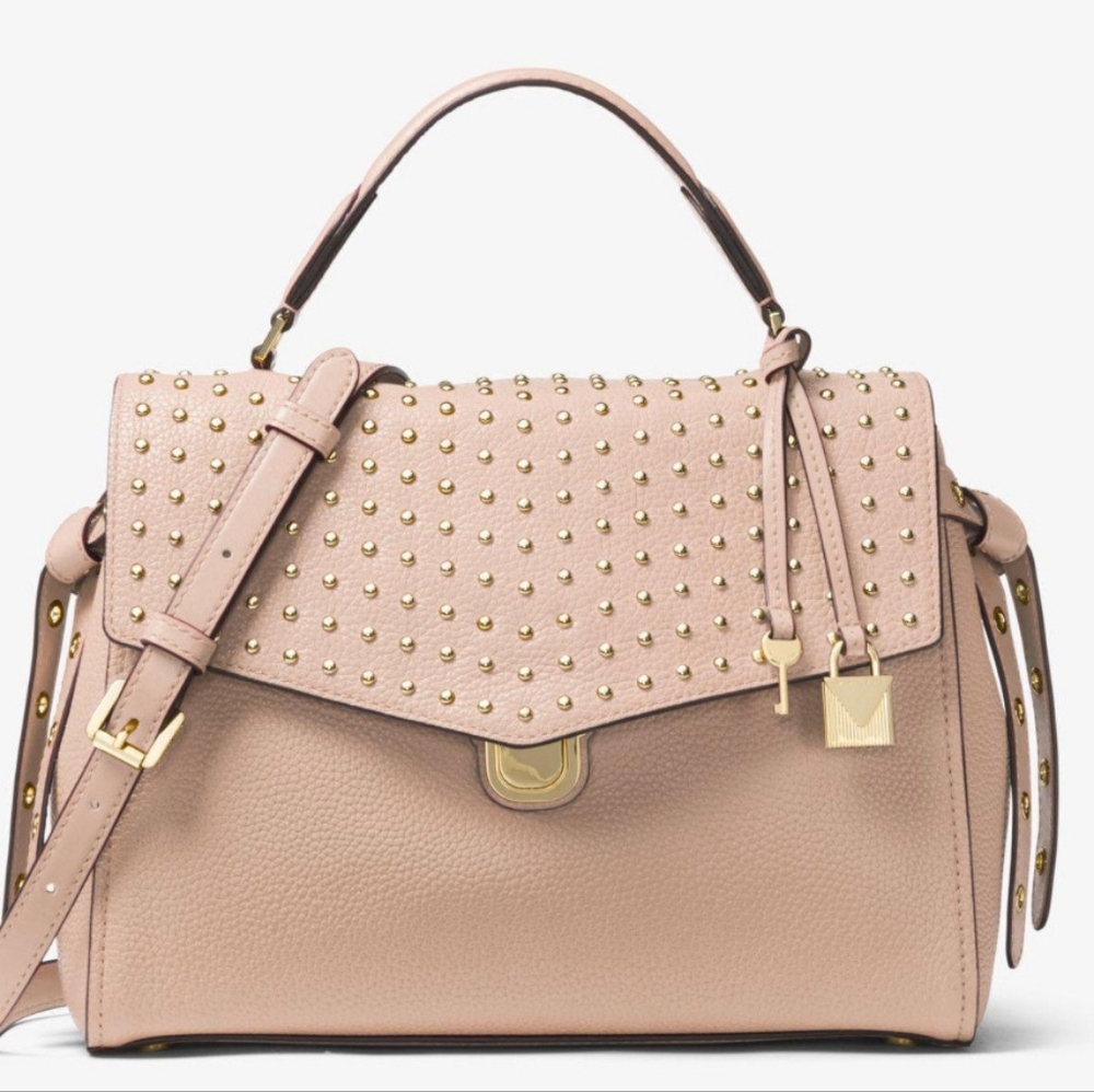 Michael Kors Pink Crossbody Bag with Gold Studs